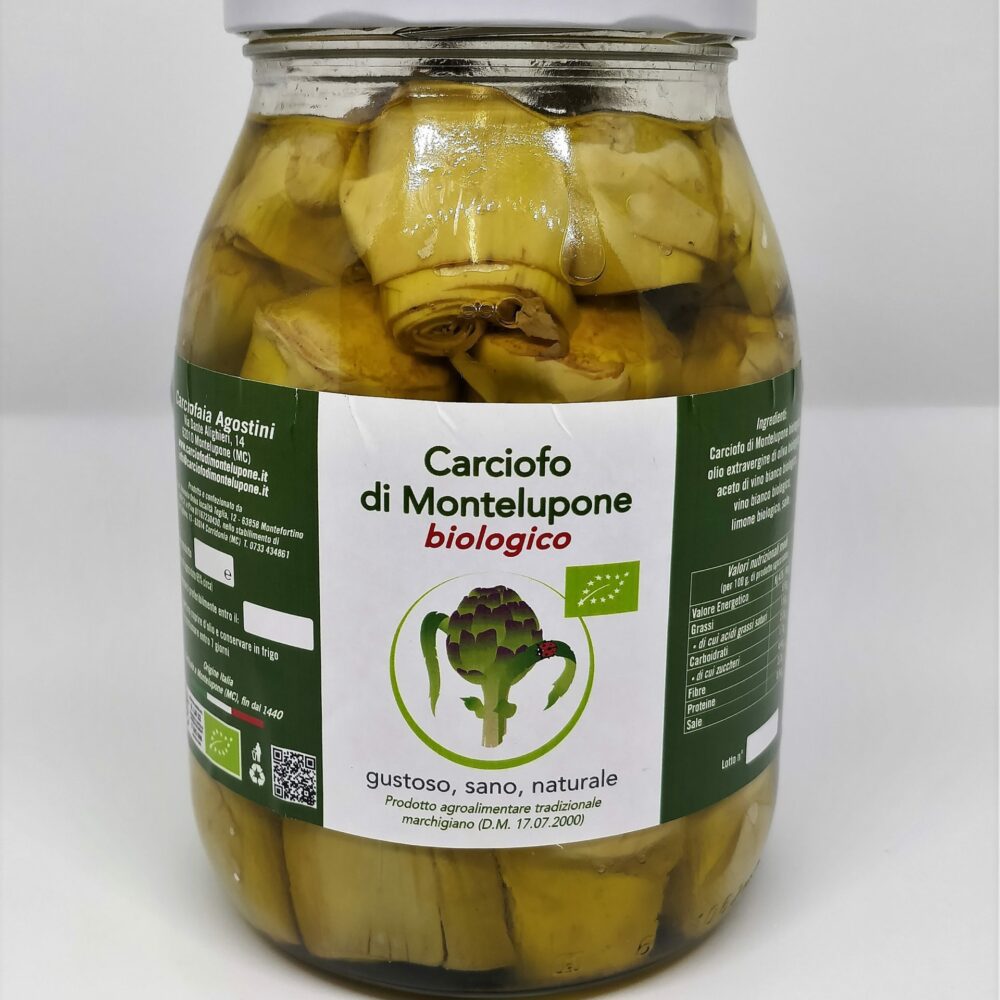 Carciofini di Montelupone bio sott'olio extra vergine di oliva in barattolo