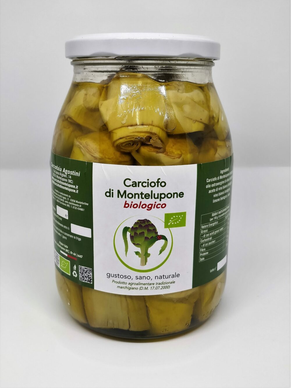 Carciofini di Montelupone bio sott'olio extra vergine di oliva in barattolo