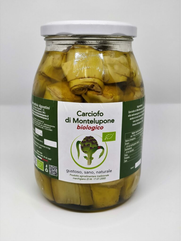Carciofini di Montelupone bio sott'olio extra vergine di oliva in barattolo