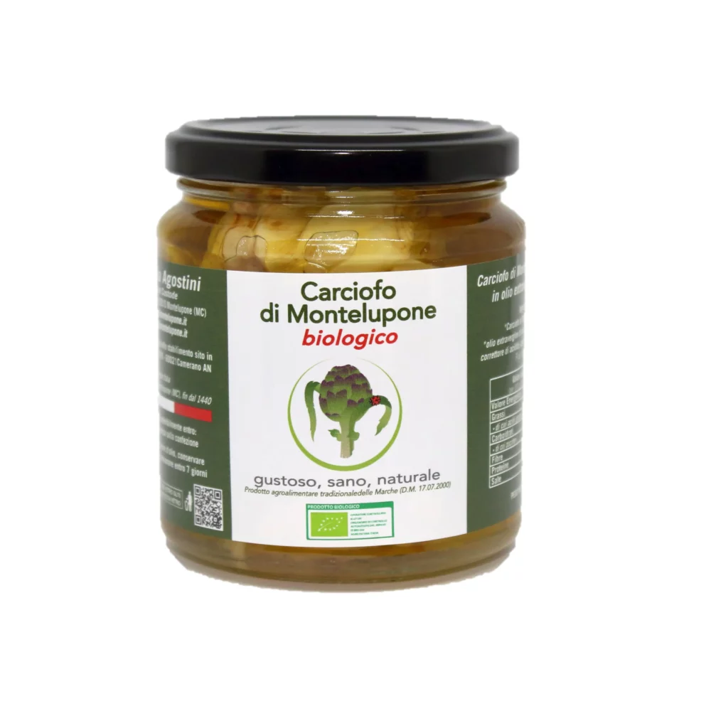 Carciofo di Montelupone bio sott'olio extra vergine di oliva in barattolo