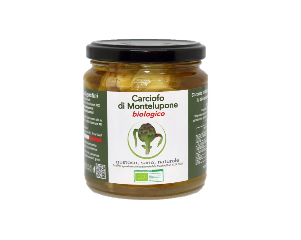 Carciofo di Montelupone bio sott'olio extra vergine di oliva in barattolo