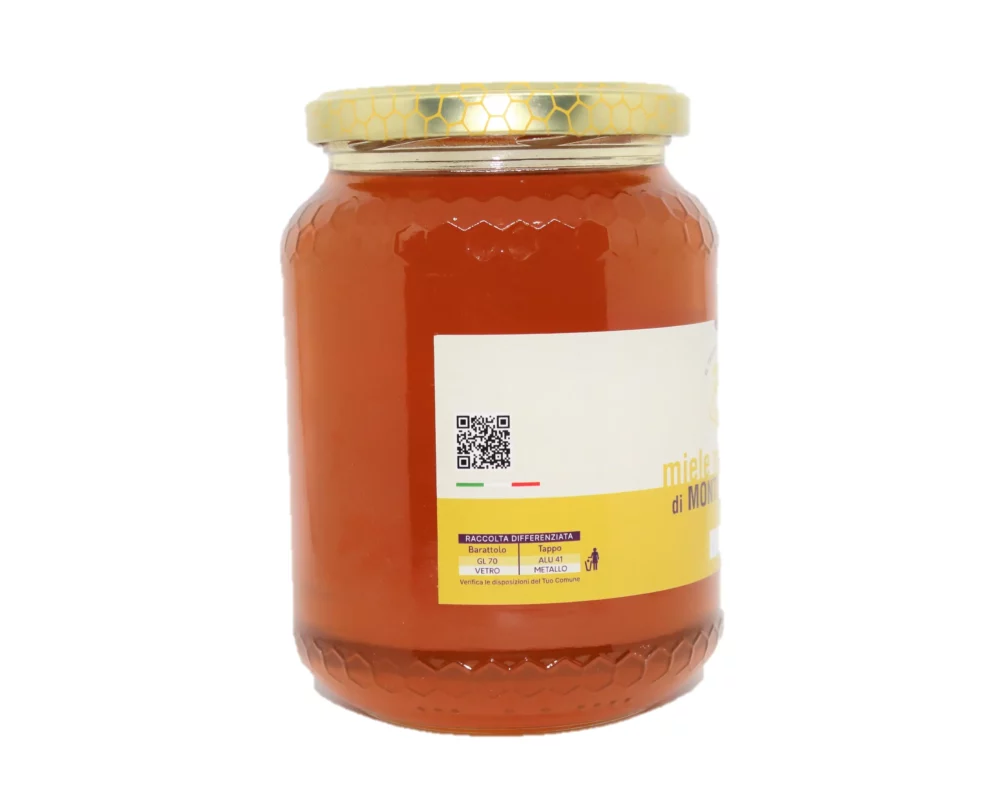 Foto del barattolo di miele da 1000 grammi (lato sinistro)