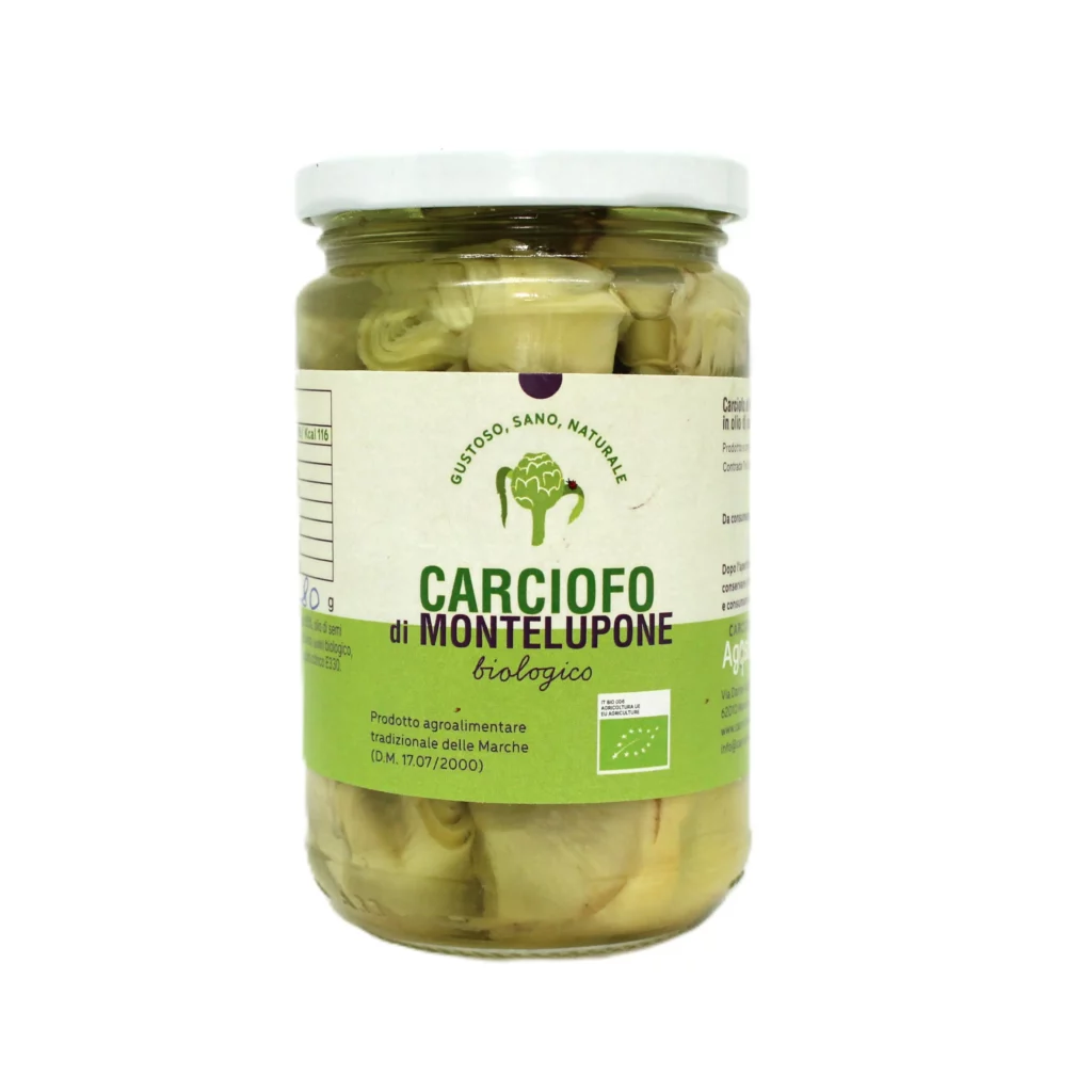 Carciofo di Montelupone bio in olio di semi di girasole in barattolo