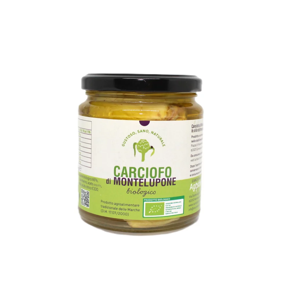 Carciofo di Montelupone bio sott'olio extra vergine di oliva in barattolo