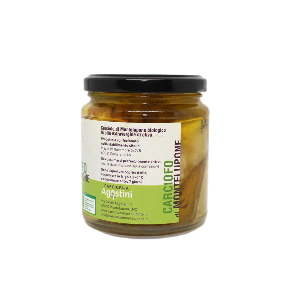 Carciofo di Montelupone bio sott'olio extra vergine di oliva in barattolo