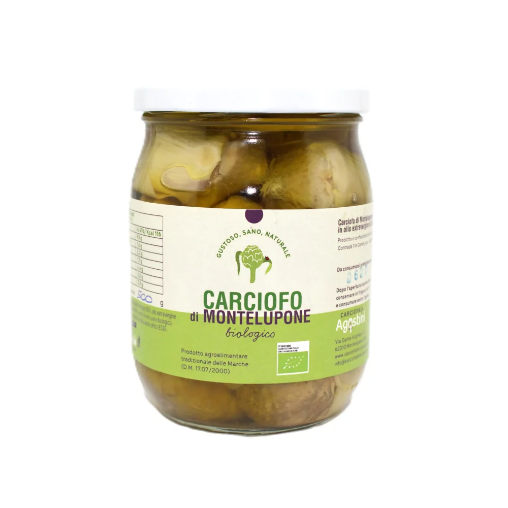 Carciofo di Montelupone bio sott'olio extra vergine di oliva in barattolo