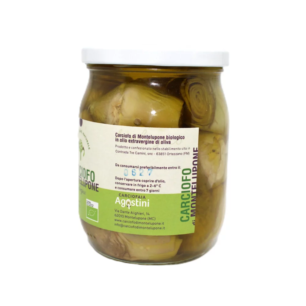 Carciofo di Montelupone bio sott'olio extra vergine di oliva in barattolo