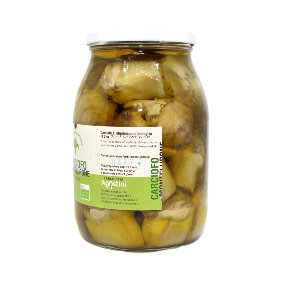 Carciofini di Montelupone bio sott'olio extra vergine di oliva in barattolo