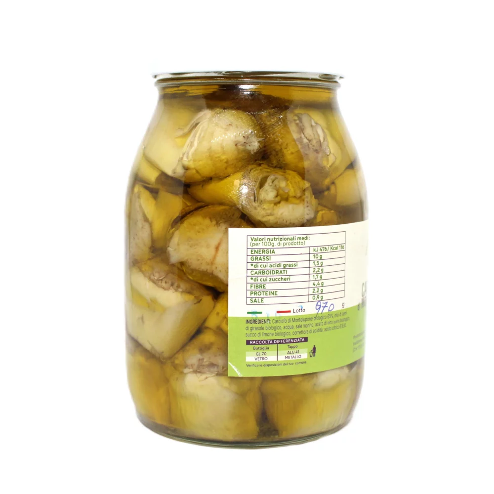 Carciofo di Montelupone bio in olio di semi di girasole in barattolo