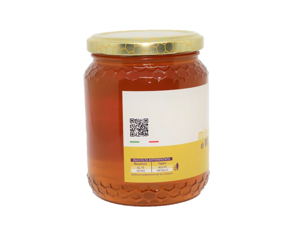 Foto del barattolo di miele da 250 grammi (lato sinistro)