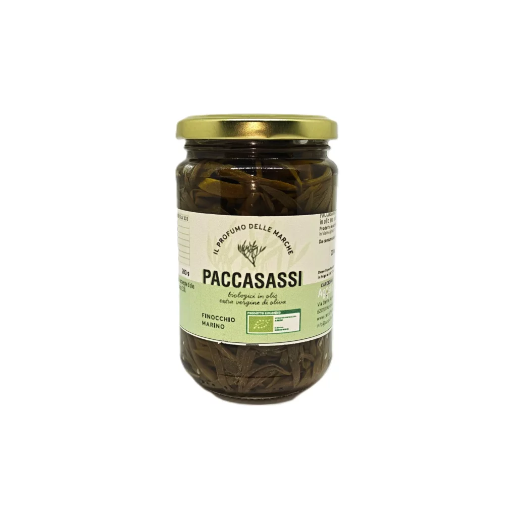 Paccasassi biologici sott'olio extra vergine di oliva in barattolo