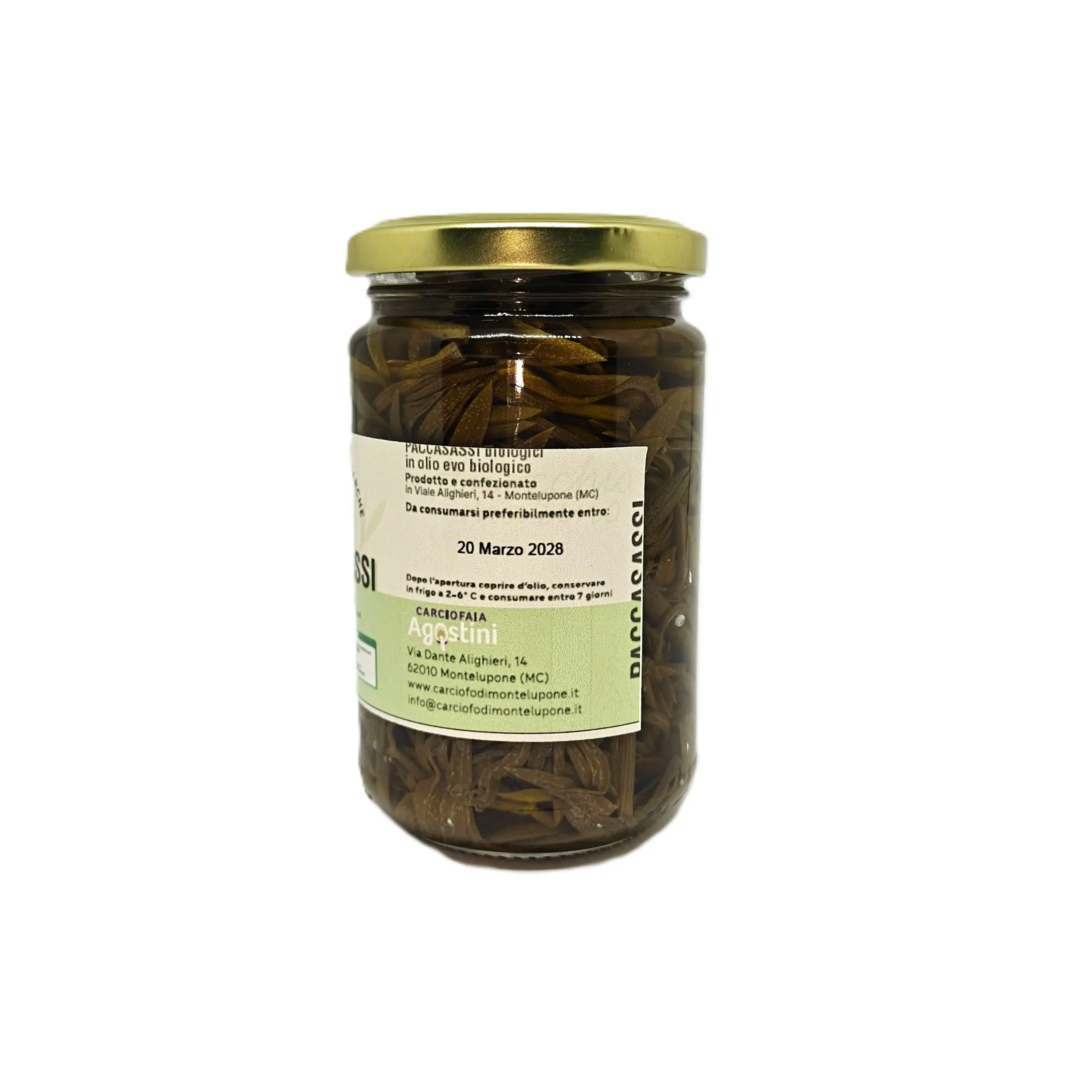 Paccasassi biologici sott'olio extra vergine di oliva in barattolo