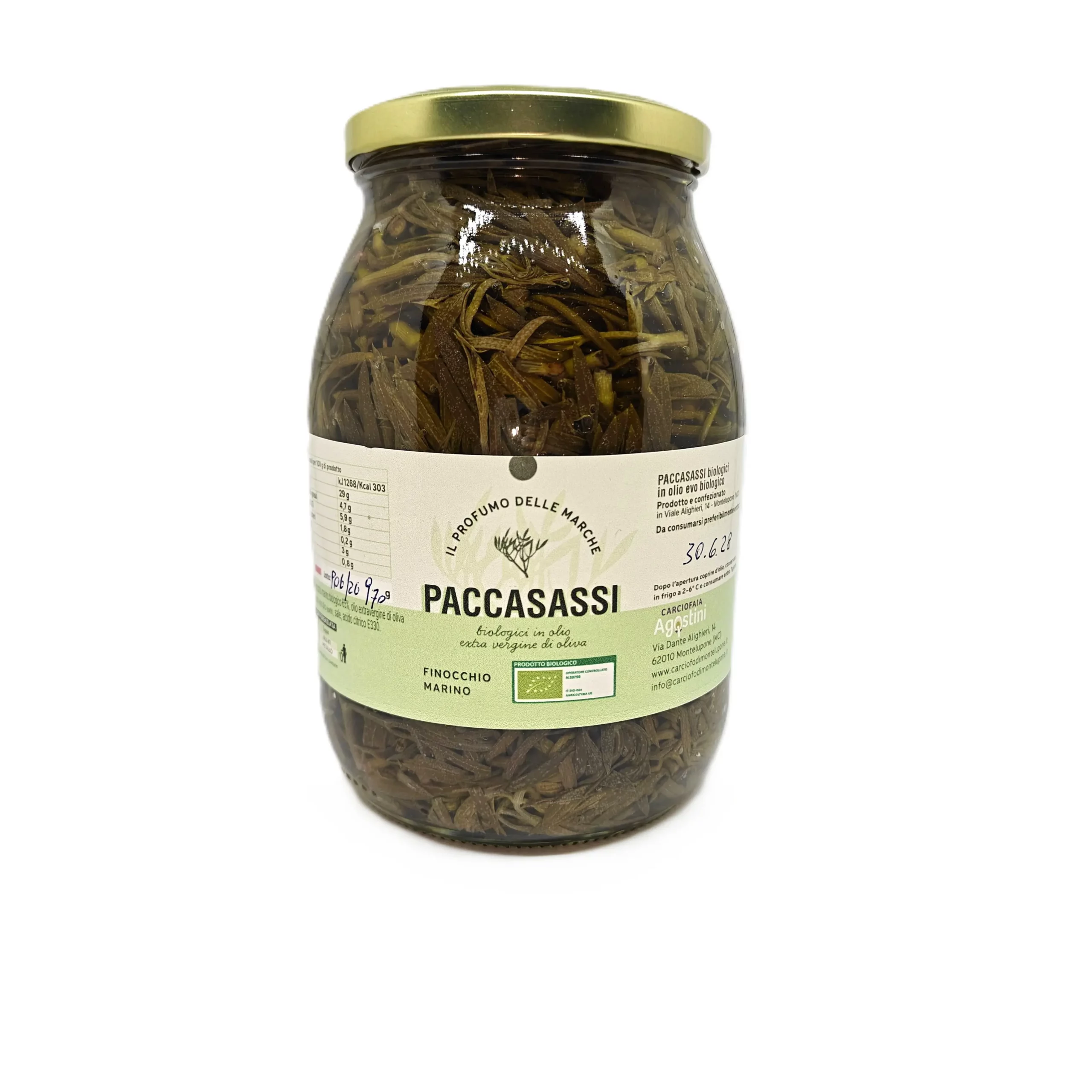 Paccasassi biologici sott'olio extra vergine di oliva in barattolo
